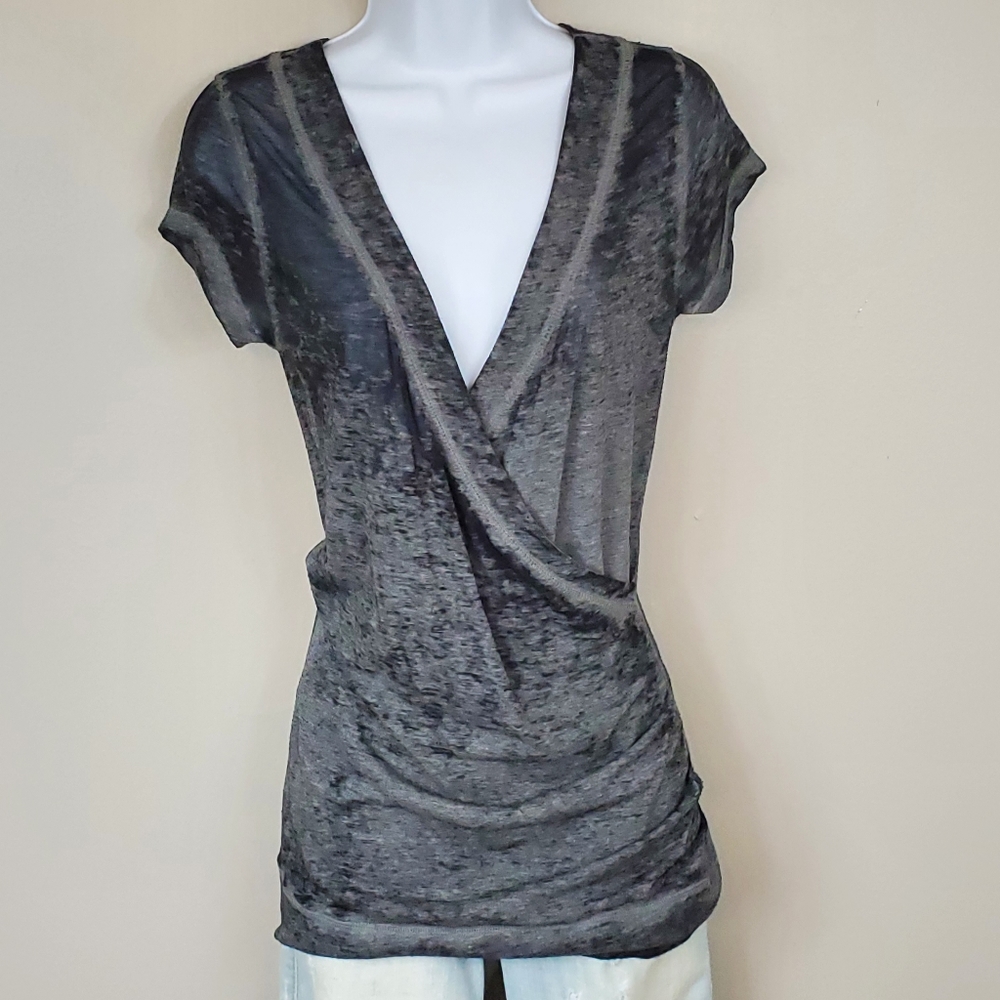 Vanity Women's Black Burnout Wrap Top